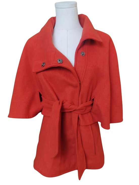 New York & Company Jackets & Blazers - New York And Company Orange Belted Cape Coat